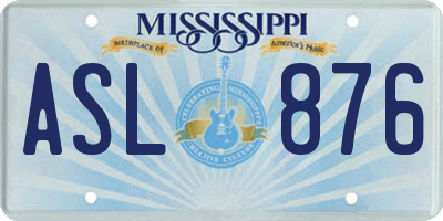 MS license plate ASL876