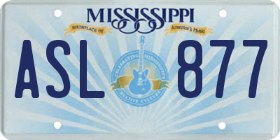 MS license plate ASL877