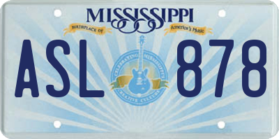 MS license plate ASL878