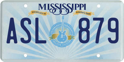 MS license plate ASL879