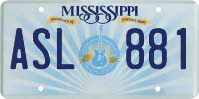 MS license plate ASL881