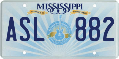 MS license plate ASL882