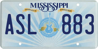 MS license plate ASL883