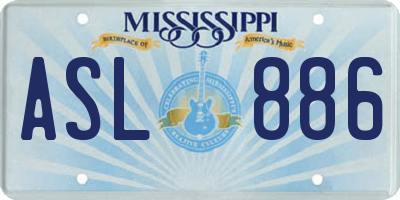 MS license plate ASL886