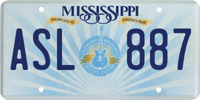 MS license plate ASL887