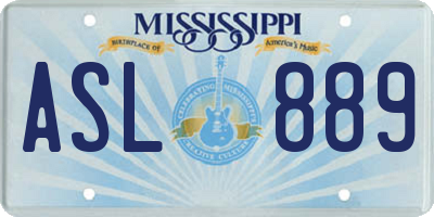 MS license plate ASL889