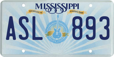 MS license plate ASL893