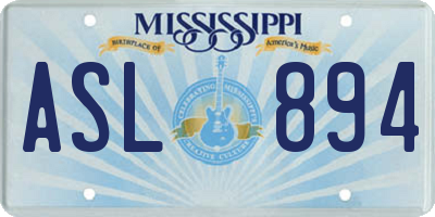MS license plate ASL894