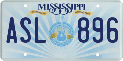 MS license plate ASL896