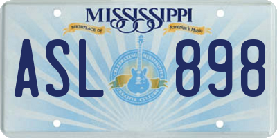 MS license plate ASL898