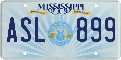 MS license plate ASL899