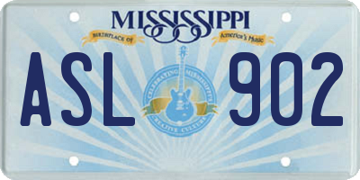 MS license plate ASL902
