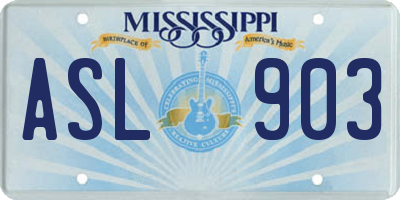 MS license plate ASL903
