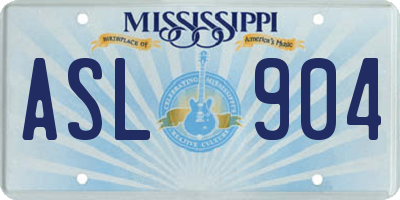 MS license plate ASL904