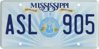 MS license plate ASL905