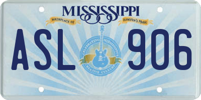 MS license plate ASL906