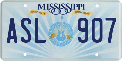 MS license plate ASL907