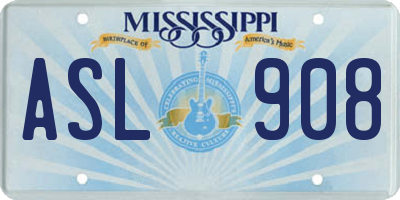MS license plate ASL908