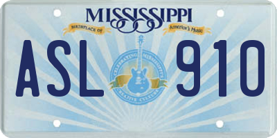 MS license plate ASL910
