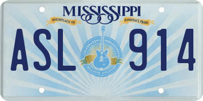 MS license plate ASL914