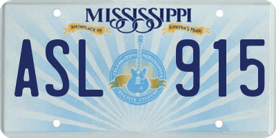 MS license plate ASL915
