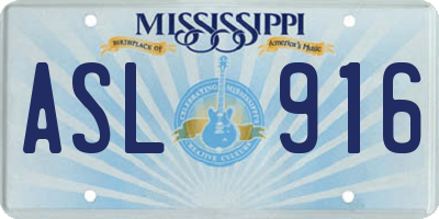 MS license plate ASL916