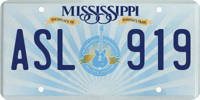 MS license plate ASL919