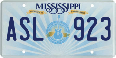 MS license plate ASL923