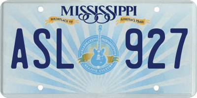 MS license plate ASL927