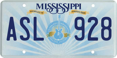 MS license plate ASL928