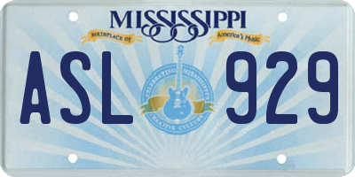 MS license plate ASL929
