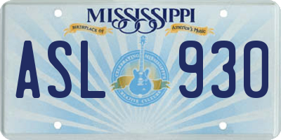 MS license plate ASL930