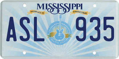 MS license plate ASL935