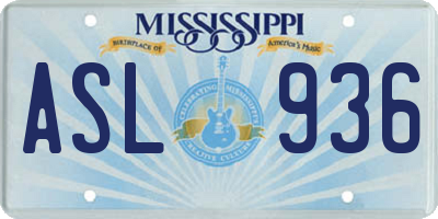 MS license plate ASL936