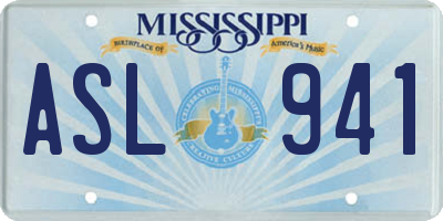 MS license plate ASL941