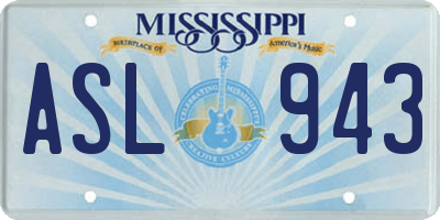 MS license plate ASL943