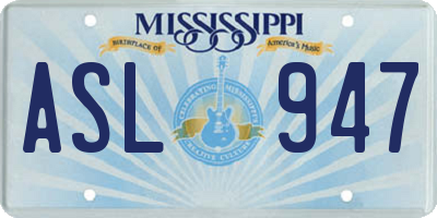 MS license plate ASL947