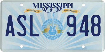 MS license plate ASL948