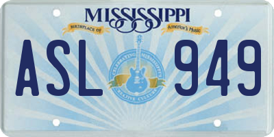 MS license plate ASL949