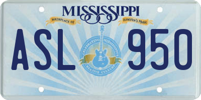 MS license plate ASL950