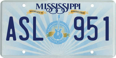 MS license plate ASL951