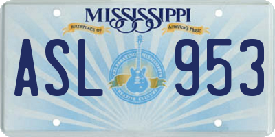 MS license plate ASL953