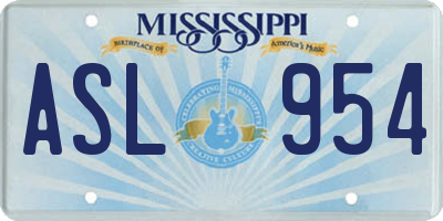 MS license plate ASL954