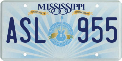 MS license plate ASL955