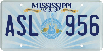 MS license plate ASL956