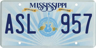 MS license plate ASL957