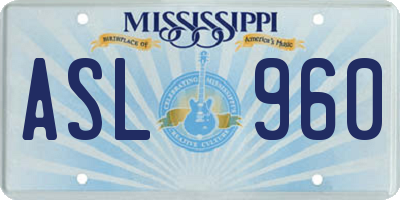 MS license plate ASL960
