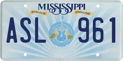 MS license plate ASL961