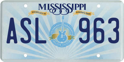 MS license plate ASL963