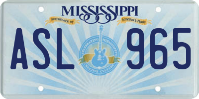 MS license plate ASL965